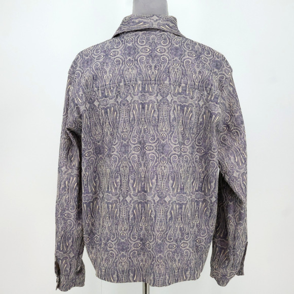 Coldwater Creek Jacket Plus Size 1X Lavender Paisley Cotton Textured Coastal - Picture 2 of 15